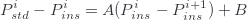 Linear standardization equation for two neighboring passbands written in LaTeX.