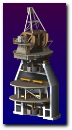 Montaz teleskopu, fundament i pomieszczenie ogniska Coude (widok z tyu)